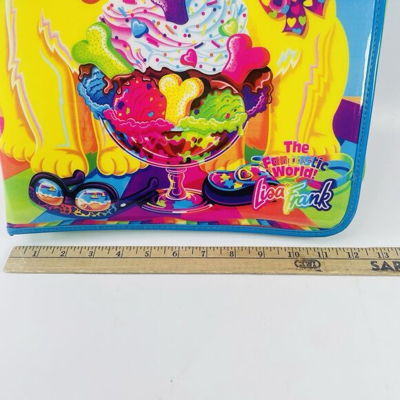 VTG Lisa Frank 3 Ring Zippered Binder Casey & Candy Ice Cream Sundae Lab Puppy - Picture 2 of 16